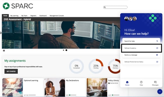 Access Skillcast Academy from SupportBot